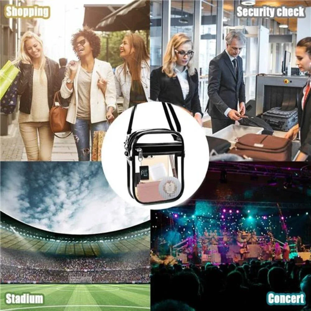 Fibrdoo Clear Crossbody Purse Bag, Clear Bag Stadium Approved with Front Pocket